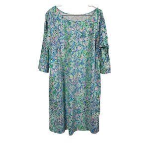 Lilly Pulitzer Dress Womens XL UPF 50+ ChillyLilly Braeyden Surf Blue SOLEIL